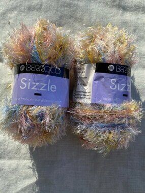 Lot of 2 NWT Berroco Sizzle pastels eyelash fun fur 50g yarn balls